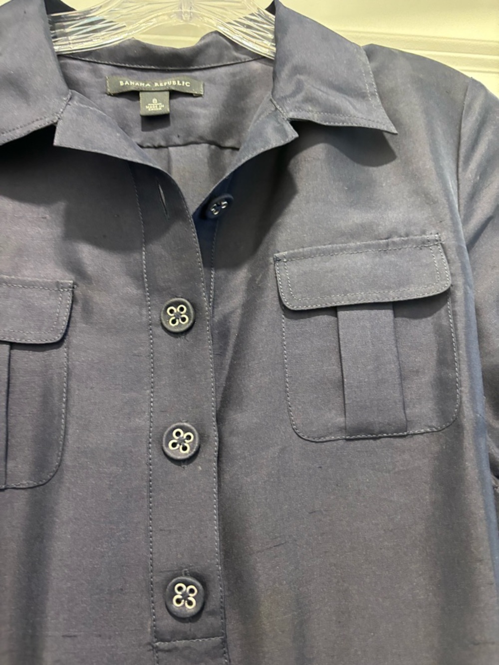 Banana Republic Navy Shirt Midi Dress with Tie Waist - Picture 3 of 6